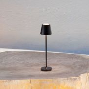 Nova Luce Petit - oplaadbare tafellamp - Ø 7 x 28 cm - 2W dimbare LED incl. - IP54 - zandzwart