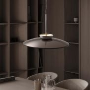 Nova Luce Esti - hanglamp - Ø 50 x 240 cm - 21W dimbare LED incl. - geborsteld nikkel en donkerbruin glas