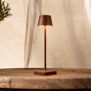 Nova Luce Deck - oplaadbare tafellamp - Ø 8,5 x 30 cm - 2W dimbare LED incl. - IP54 - corten