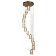 Searchlight Cyclone - hanglamp - Ø 52 x 200 cm - 64W dimbare LED incl. - brons en champagne