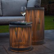 Lucide Pingi - oplaadbare vloerlamp - Ø 33,5 x 36,5 cm - 3 stappen dimbaar - IP44 - taupe