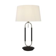 Searchlight Jazz - tafellamp - Ø 37 x 62 cm - mat zwart, wit en satijn zilver