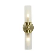 Searchlight Imperial - wandlamp - 10 x 37 cm - IP44 - satijn messing en transparant