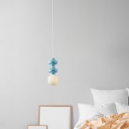 Nova Luce Clio - hanglamp - Ø 18 x 215 cm - blauw, wit en opaalglas