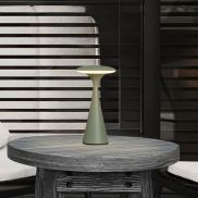 Nova Luce Grigio - oplaadbare tafellamp buiten - Ø 10,1 x 19,7 cm - IP54 - saliegroen