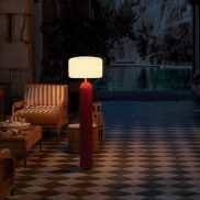 New Garden Phoebe 145 - oplaadbare vloerlamp op zonne-energie en op batterijen met afstandsbediening - Ø 45 x 143 cm - RGB + wit 5W LED incl. - IP65 - bordeauxrood - 3000K