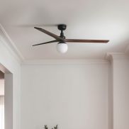 Faro Klim L - plafondventilator met licht - Ø 150 cm - mat zwart en donker walnoot