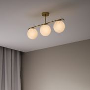 Nordlux Grant - plafondverlichting - 69,3 x 14,5 x 29,23 cm - messing en opaal wit