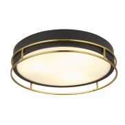 Searchlight Phoenix - plafondlamp - Ø 40 x 10 cm - IP44 - zwart en messing