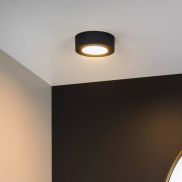 Lucide Brice-Led - plafondverlichting - Ø 11,7 x 3,9 cm - 8W dimbare LED incl. - IP44 - zwart