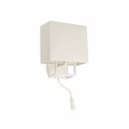 Faro Vesper - wandverlichting met schakelaar - 22 x 15 x 45 cm - 1W LED incl. - wit en beige