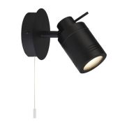 Searchlight Samson - wandverlichting met trekschakelaar - 10 x 16 cm - IP44 - zwart