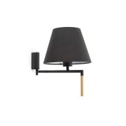 Faro Ron - wandverlichting met schakelaar - 22 x 37,5 x 21 cm - donkergrijs en zwart