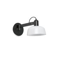 Faro Tatawin - wandlamp - Ø 18,4 x 38 x 15 cm - satijnzwart en glanswit