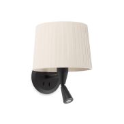 Faro Samba - wandverlichting met schakelaar - 21,5 x 19 x 17,3 cm - 3W LED incl. - zwart en beige