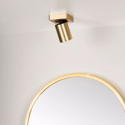 Lucide Nigel - opbouwspot - 10 x 10 x 11,3 cm - 5W dimbare LED incl. - dim to warm - mat goud