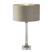 Searchlight Scarborough - tafellamp - Ø 38 x 67 cm - satijn nikkel, zilver en taupe