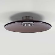 Nova Luce Esti - plafondlamp - Ø 50 x 10,6 cm - 33W dimbare LED incl. - geborsteld nikkel en donkerbruin glas