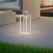 Nova Luce Tegolo - draagbare tafellamp op zonne-energie met USB-poort - 15,1 x 39,2 x 16,6 cm - 2W LED incl. -  IP54 - zandwit