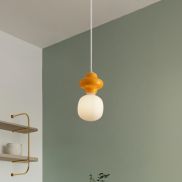 Nova Luce Clio - hanglamp - Ø 18 x 198 cm - oranje en opaalglas