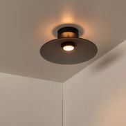 Lucide Menga - plafondlamp - Ø 40 x 16 cm - 12W dimbare LED incl. - gerookt