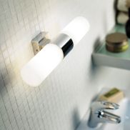 Nordlux Tangens - wandverlichting - 31 x 6 cm - IP44 - chroom en opaal wit