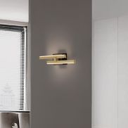 Nova Luce Amica - wandlamp - 6 x 8 x 53,5 cm - 12W dimbare LED incl. - zandzwart en goud
