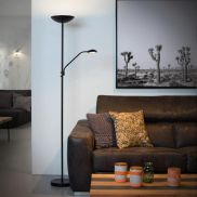 Lucide Zenith - staanlamp met leeslamp - 180 cm - 20W + 4W dimbare LED incl. - zwart