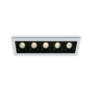 ONE Light Shop Square Boxes - inbouwspot - 146 x 45 mm, 137 x 36 mm inbouwmaat - 5 x 2W dimbare LED incl. - wit