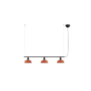 Faro Tatawin S - hanglamp - 100 x 18,4 x 210 cm - satijnzwart en glansroodachtigoranje