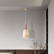 Nova Luce Damo - hanglamp - Ø 22 x 160 cm - antiek messing, zacht oranje en bruin