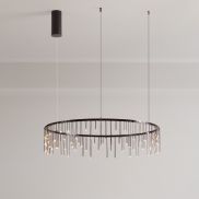 Nova Luce Stellar - hanglamp - Ø 80 x 150 cm - 31W dimbare LED incl. - zwart chroom