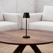 Nova Luce Petit - oplaadbare tafellamp - Ø 7 x 28 cm - 2W dimbare LED incl. - IP54 - donker antraciet