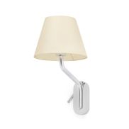 Faro Eterna Right - wandverlichting - 21,5 x 20 x 16 cm - 1W LED incl. - beige en chroom