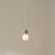 Nova Luce Clio - hanglamp - Ø 18 x 198 cm - groen en opaalglas