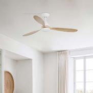 Faro Poros L - plafondventilator met licht - Ø 132 cm - mat wit en den