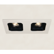 Artdelight Moggio - inbouwspot - 200 x 100 mm, 2x Ø 89 mm inbouwmaat - wit/zwart