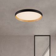 Nova Luce Vomos - plafondlamp - Ø 40 x 7 cm - 36W dimbare LED incl. - zandzwart en hout