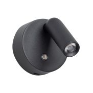 ETH Wispo - wandlamp - oplaadbaar via USB-kabel - Ø 9,5 x 3 cm - 3W dimbare LED incl. - zwart