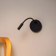 Lucide Jolijn - wandlamp met flexibele leesarm - oplaadbaar via USB-kabel - Ø 11 x 3,2 cm - 2W led incl. - zwart