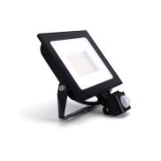 Integral LED Compact Slim - verstraler met sensor - 19,8 x 16,7 x 7,9 cm - 50W LED incl. - IP65 - zwart - warm wit (3000K)