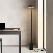 Nova Luce Thea - vloerlamp - Ø 20 x 135 cm - 17W  LED incl. - zandzwart en hout