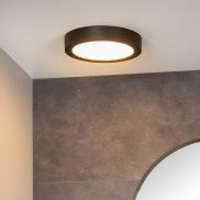 Lucide Brice-Led - plafondverlichting - Ø 24 x 3,9 cm - 15W dimbare LED incl. - IP44 - zwart