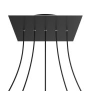 Creative Cables - Rose-One Vierkant plafondrozet voor 5 lichtpunten op lijn - 40 x 40 x 3,5 cm - zwart