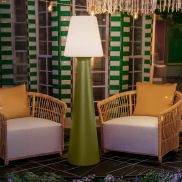 New Garden Lola 165 Pop - vloerlamp met oplaadbare lichtbron - Ø 45 x 165 cm - RGB + wit 10W LED incl. - dimbaar met afstandsbediening - IP54 - olijfgroen