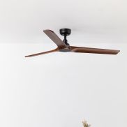 Faro Heywood L - plafondventilator - Ø 132 cm - mat zwart en donker walnoot
