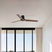 Faro Heywood Tub L - plafondventilator - Ø 90 cm - mat zwart en donker walnoot
