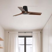Faro Heywood Tub S - plafondventilator - Ø 90 cm - mat zwart en donker walnoot