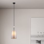 Nova Luce Damo - hanglamp - Ø 22 x 160 cm - mat zwart, grijs en bruin