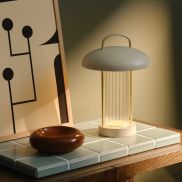 Nordlux Mirano - draagbare tafellamp met oplaadbare batterij - Ø 20 x 29 cm - 3 stappen Moodmaker functie - 3W LED incl. - beige